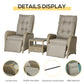 3 Pieces Patio Wicker Bistro Set, PE Rattan Coffee Table & Adjustable Recline Chairs Furniture Set with Cushions and Wood Grain Plastic Top, Grey