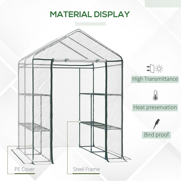 56" x 56" x 77" Transparent PVC Greenhouse with 8 Shelves