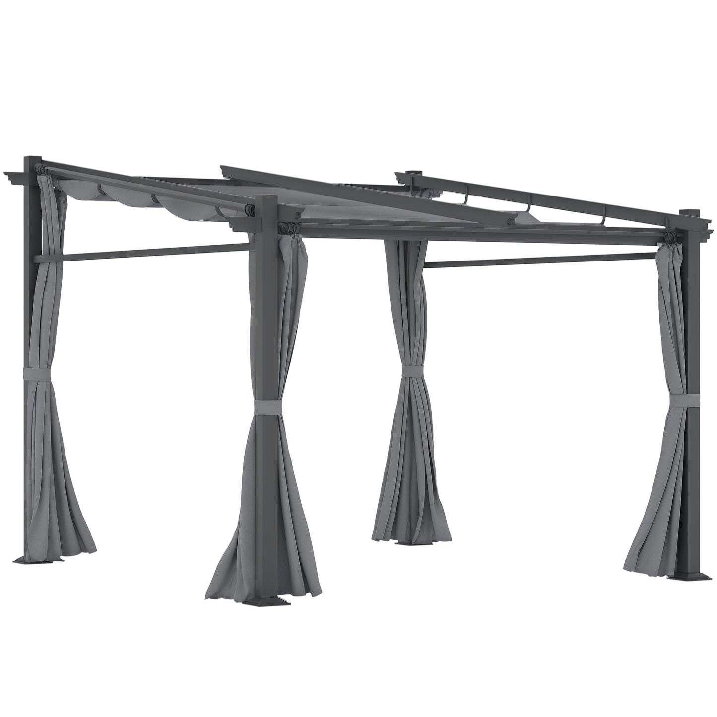 Metal Pergola with Sliding Roof Canopy, Retractable Pergola Canopy