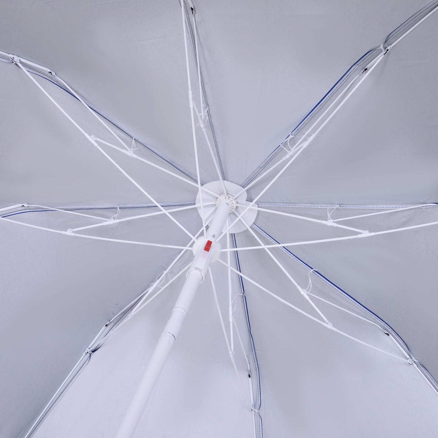 6.7ft Beach Umbrella with Push Button Tilt, Ruffled Outdoor Umbrella with Carry Bag and 8 Ribs, Blue
