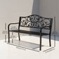 Garden Bench Outdoor Loveseat with Vintage Floral Pattern Cast Metal, 50" x 23.6" x 35", Black