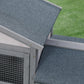 Wood Rabbit Hutch Backyard Bunny Cage Small Animal House Asphalt Roof w/ Ramp and Outdoor Run Dark Grey
