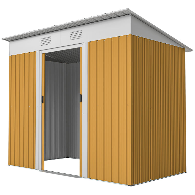 7' x 4' Metal Garden Shed with Lockable Sliding Doors and Vents