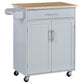 Rolling Kitchen Island Cart with Wood Top, Enough Storage Drawer Space with Towel Bar Rack Shelves, Portable Kitchen Utility Serving Cart Trolley on Wheels (Grey)