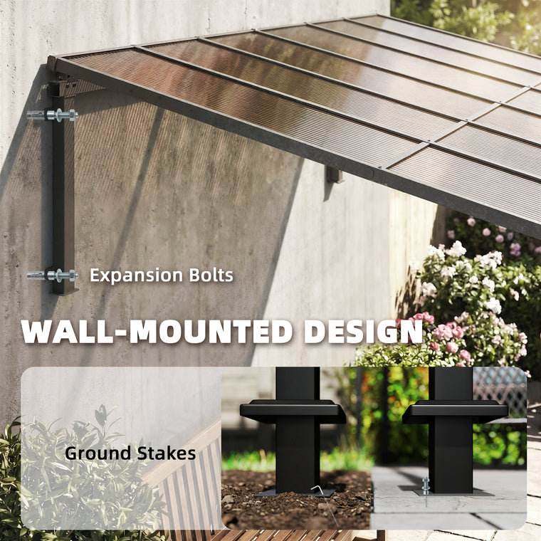 11' x 10' Wall-Mounted Lean-To Pergola with Polycarbonate Roof