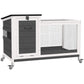 Wooden Rabbit Hutch with Pull-Out Tray, Asphalt Openable Roof, Small Animal Cage on Wheels with Run, Grey