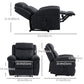 Manual Recliner Chair with Vibration Massage, Side Pockets, Microfibre Reclining Chair for Living Room, Black