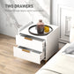 Bedside Table, Nightstand with 2 Drawers, Side End Table with Metal Legs for Bedroom, White