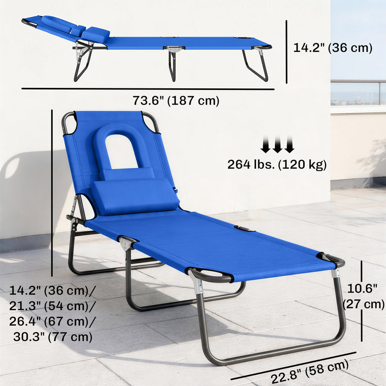 Folding Steel Frame Tanning Chair with Face Hole & Pillow