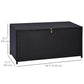 Wicker Outdoor Storage Box, 75 Gallon Deck Box with Gas Strut and Clamp Lid, Rattan Patio Storage Container for Gardening Tools, Pool Supplies, Dark Brown