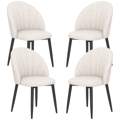 Upholstered Dining Chairs Set of 4 with Metal Legs - Cream White