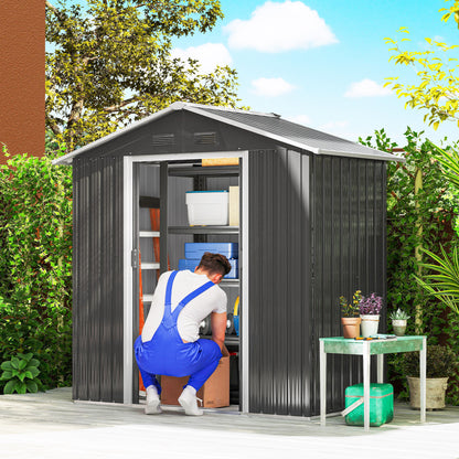 6.5' x 3.5' Garden Shed with Double Sliding Doors and Vents