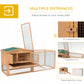 62'' L 2-Story Rabbit Hutch Bunny Cage Small Animal House with Pull Out Tray, Detachable Run, Ramp, for Indoor Outdoor, Natural