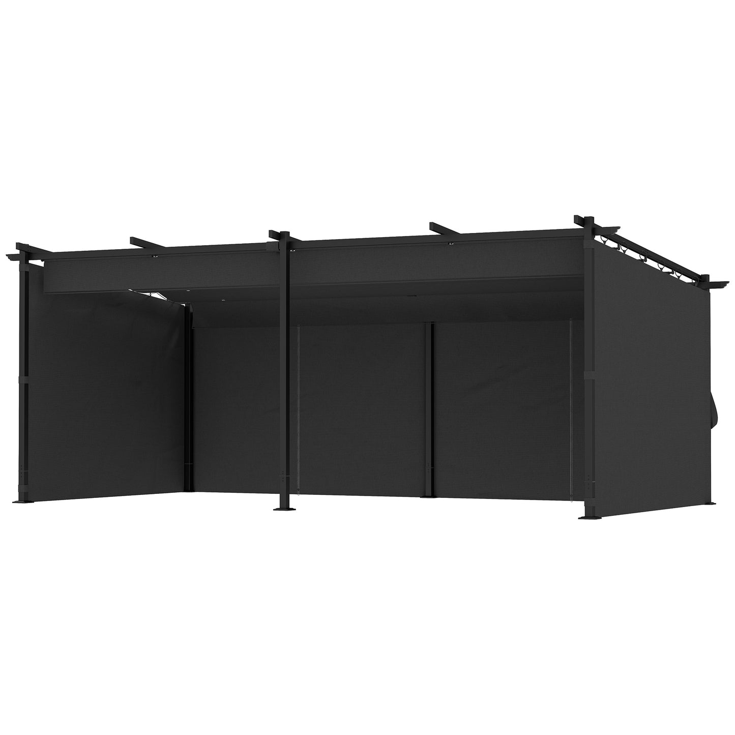 Metal Retractable Pergola Canopy with Sidewalls, Outdoor Gazebo UPF30+ Sun Shade Shelter for Garden, Deck