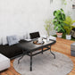 37" Patio Coffee Table with Tempered Glass Top, Outdoor Coffee Table with Metal Frame, Black