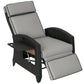 Outdoor Recliner Chair with Adjustable Backrest, Cushion, Side Tray, Black