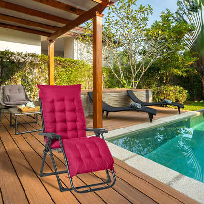 Reclining Zero Gravity Chair with Adjustable Backrest, Folding Garden Sun Lounger, Outdoor Recliner with Removable Cushion and Headrest, Dark Grey - Walnut
