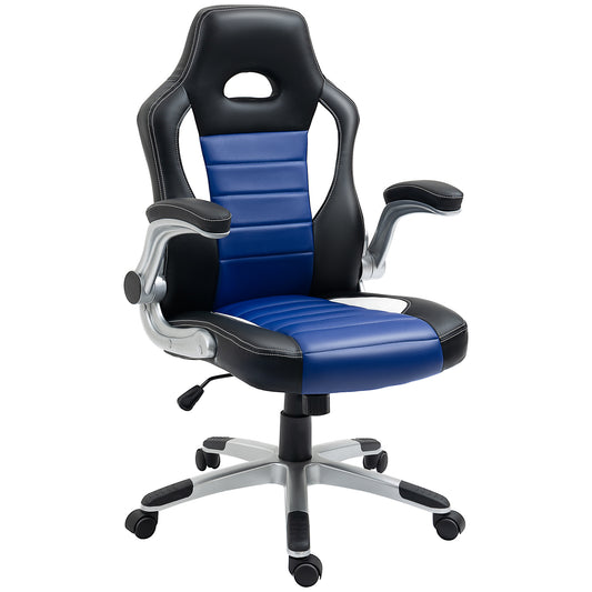 Racing Gaming Chair with Flip-Up Armrests - Blue