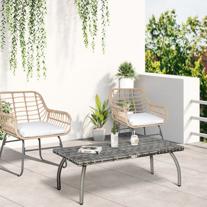 35.4" Rattan Coffee Table with All-Weather PE Wicker