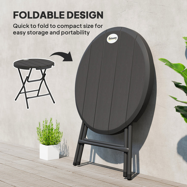 Foldable Round Patio Table for 4 with HDPE Top