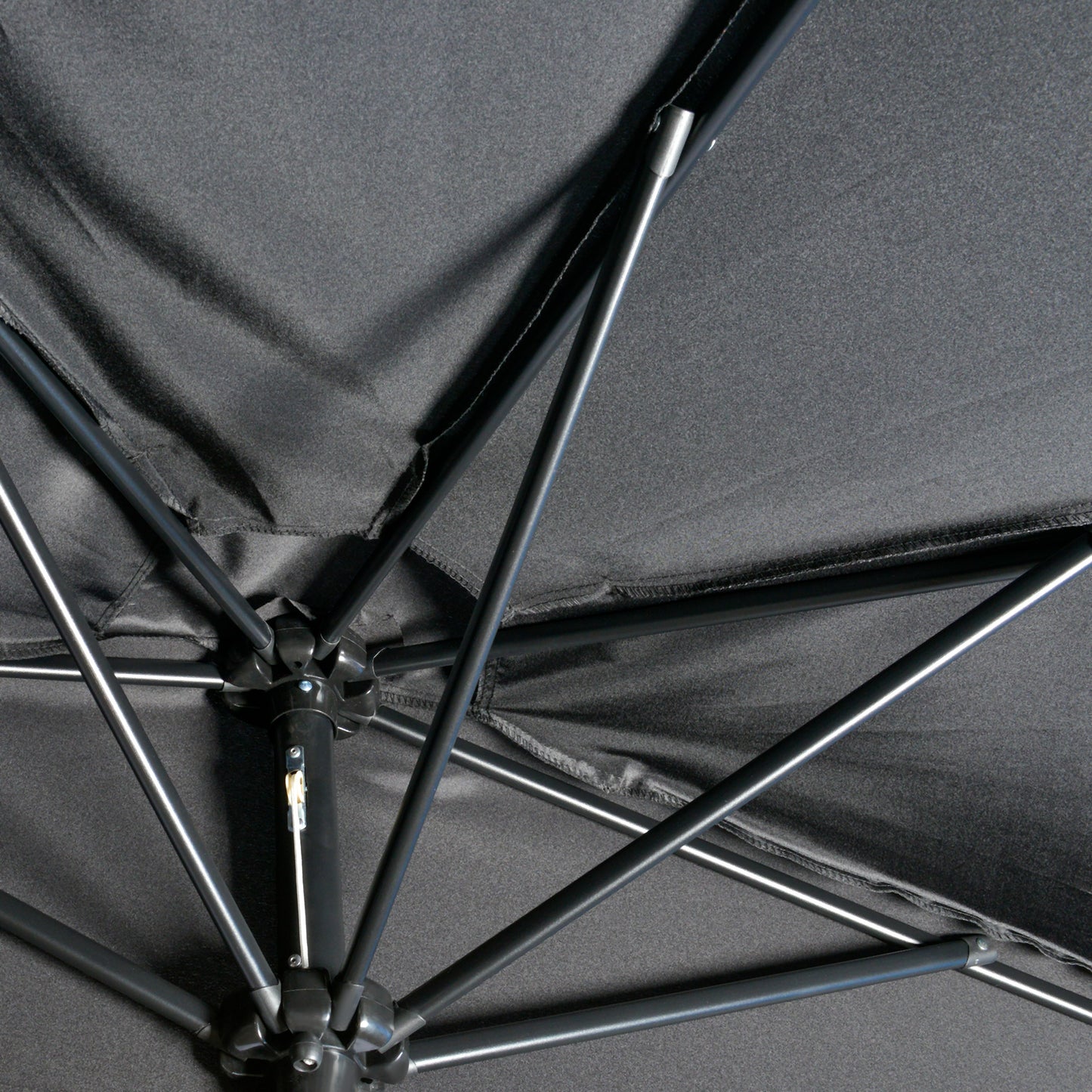 9.8ft Half Umbrella Semi Round Patio Parasol with Crank Handle, Top Vent for Garden, Balcony- NO BASE INCLUDED, Black