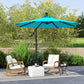 10ft Outdoor Cantilever Umbrella Banana Umbrella with Solar Lights and Adjustable Angle for Patio Backyard Turquoise