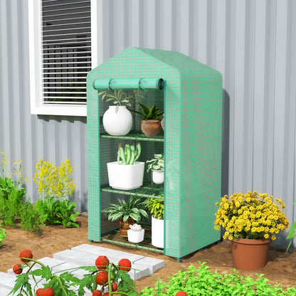 Green 3-Tier Mini Greenhouse with Steel Frame