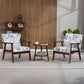 2 PCS Modern Accent Chairs with Cushioned Seat, Upholstered Linen-Feel Armchair for Bedroom, Living Room, Multicolored