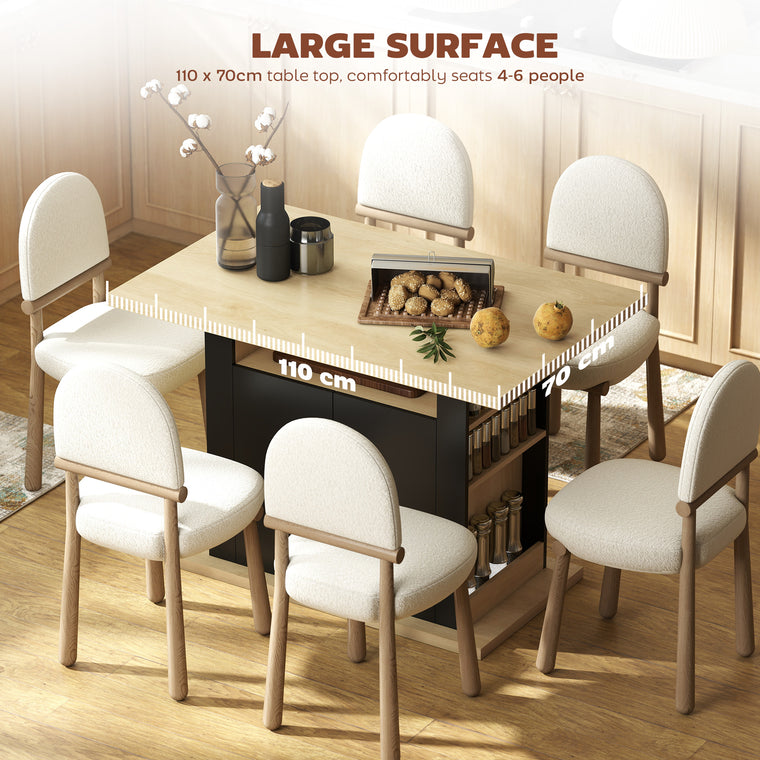 Kitchen Island Dining Table with Storage Cabinet - Black