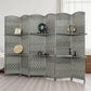 6 FT Privacy Screen, 6 Panel Room Divider with Shelves for Living Room Bedroom Home Office, Grey