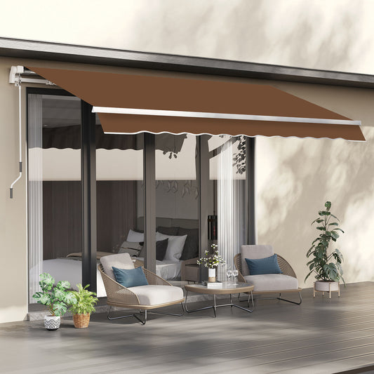 10' x 8' Manual Retractable Awning, Sun Shade Shelter Canopy, with Aluminum Frame and UV Protection for Patio Deck Yard Window Door, Coffee