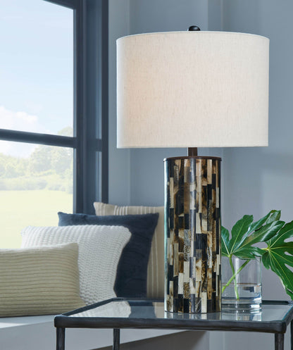 Ellford - Black / Brown / Cream - Poly Table Lamp - Forward Furniture