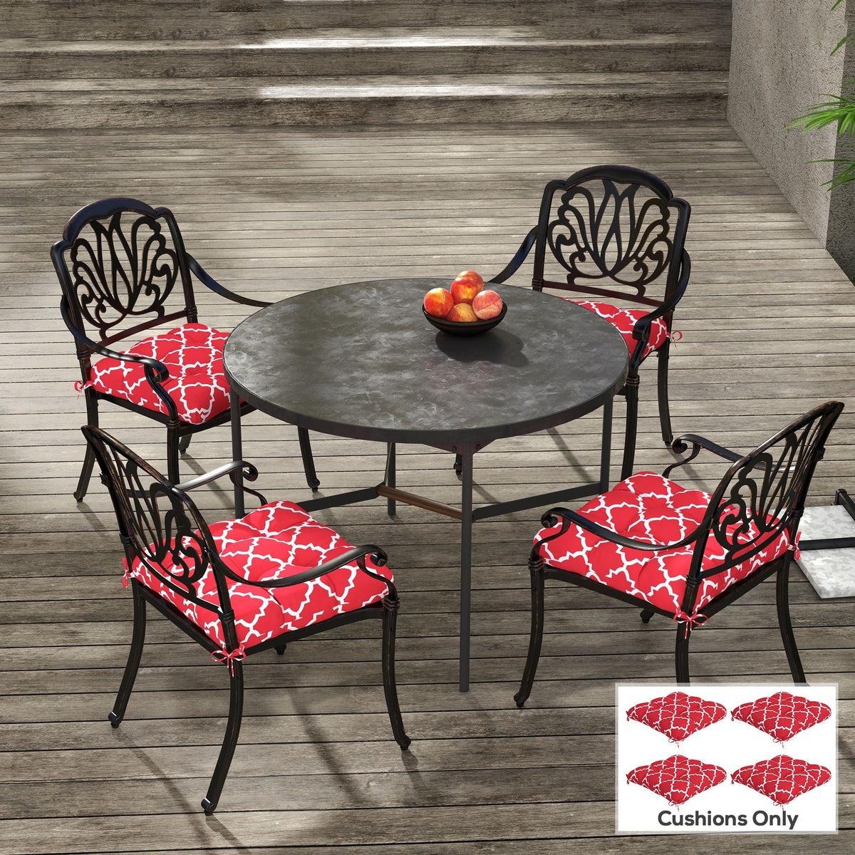 4-Piece Seat Cushion Pillows Replacement, Patio Chair Cushions Set with Ties for Indoor Outdoor