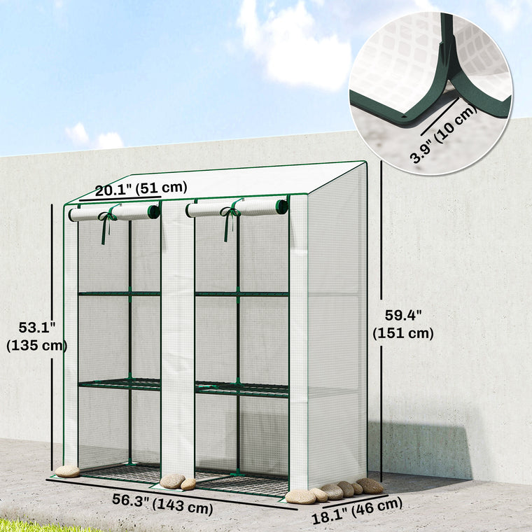 56.3" x 18.1" x 59.4" Mini Greenhouse with Shelves and PE Cover