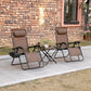 Zero Gravity Chair Set of 2 Patio Chair with Side Table Cupholders and Pillows for Pool, Backyard, Lawn, Beach, Brown