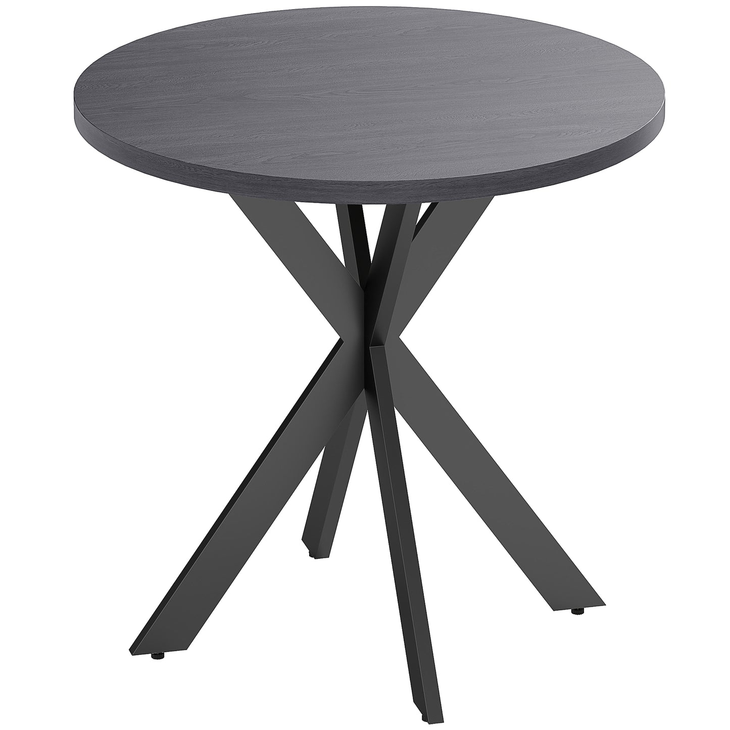 29" Dining Table, Contemporary Round Kitchen Table with Steel Legs, Black