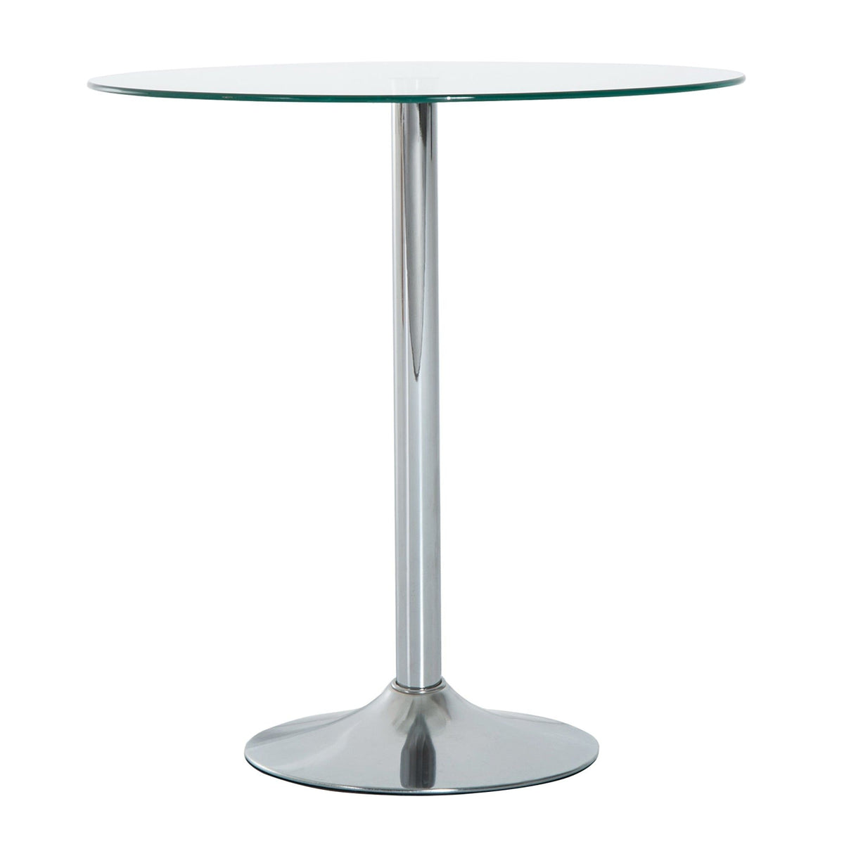 Round Glass-Top Pub Table - Silver