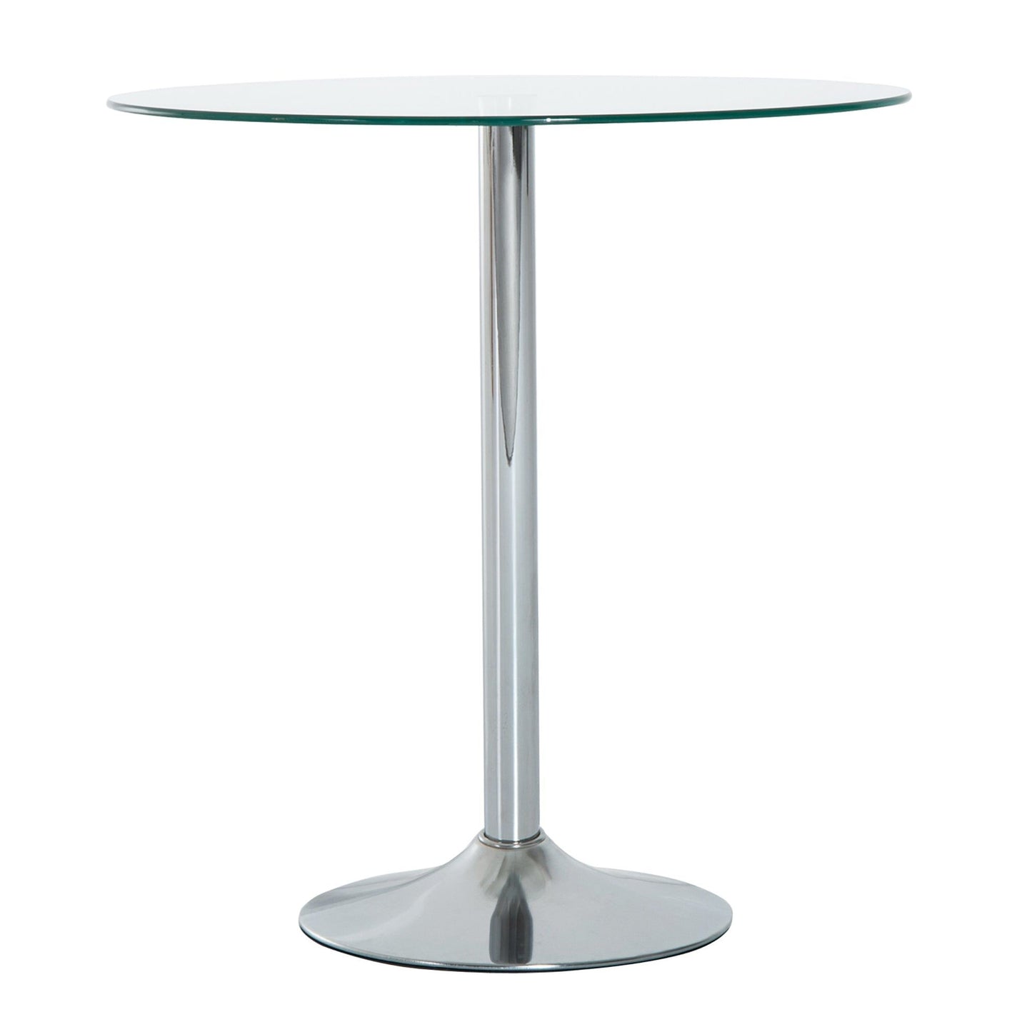 Round Glass-Top Pub Table - Silver