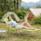 Outdoor Lounge Chair, Portable Adjustable Reclining Seat Folding Chaise Lounge Patio Camping Beach Tanning Chair Bed with Pillow, Light Green