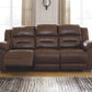 Stoneland - Chocolate - Reclining Sofa - Faux Leather