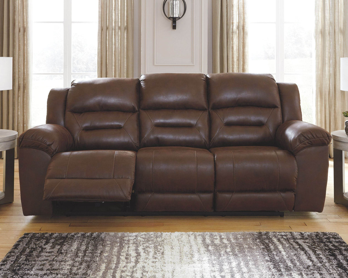 Stoneland - Chocolate - Reclining Sofa - Faux Leather - Forward Furniture