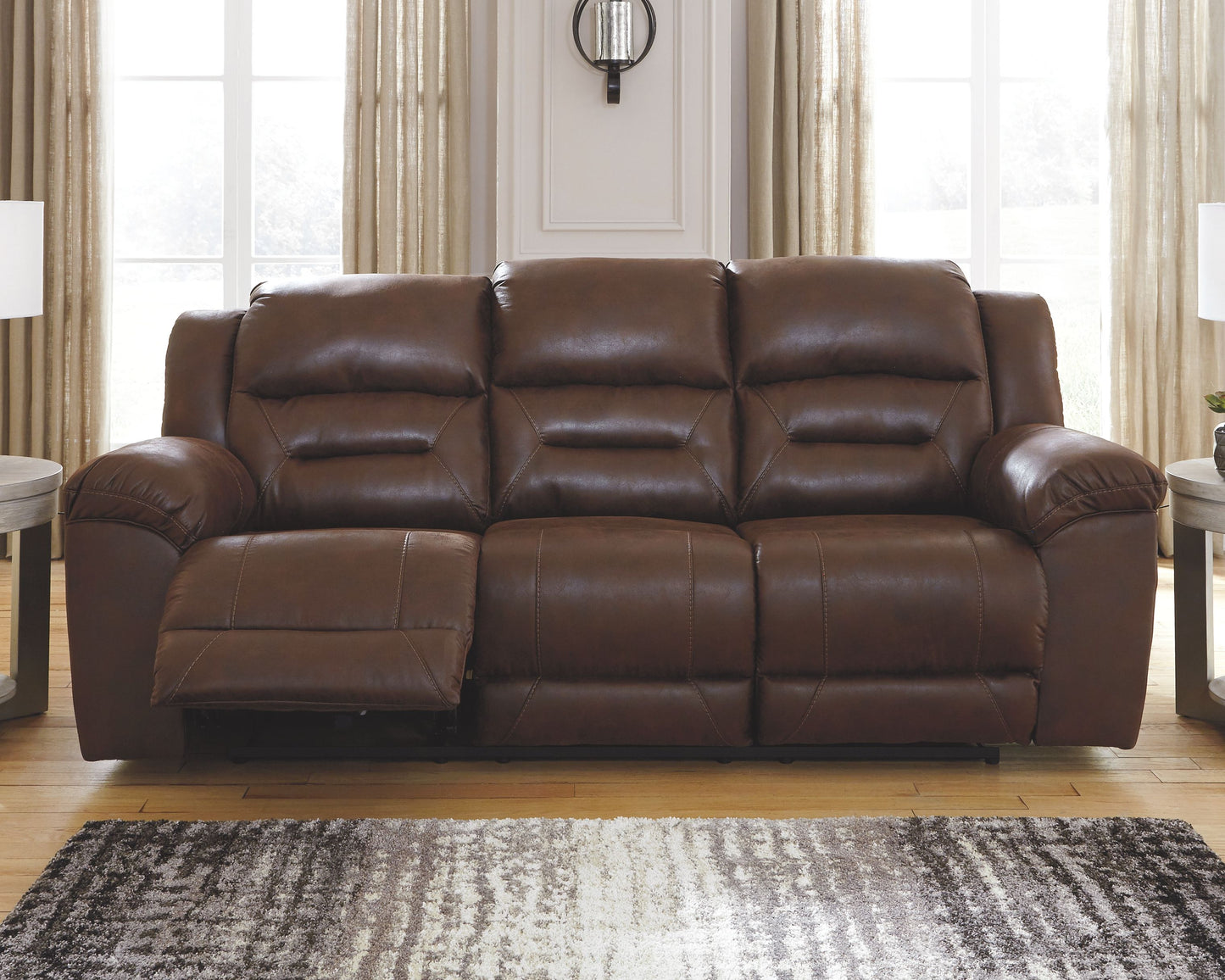 Stoneland - Chocolate - Power Reclining Sofa - Faux Leather