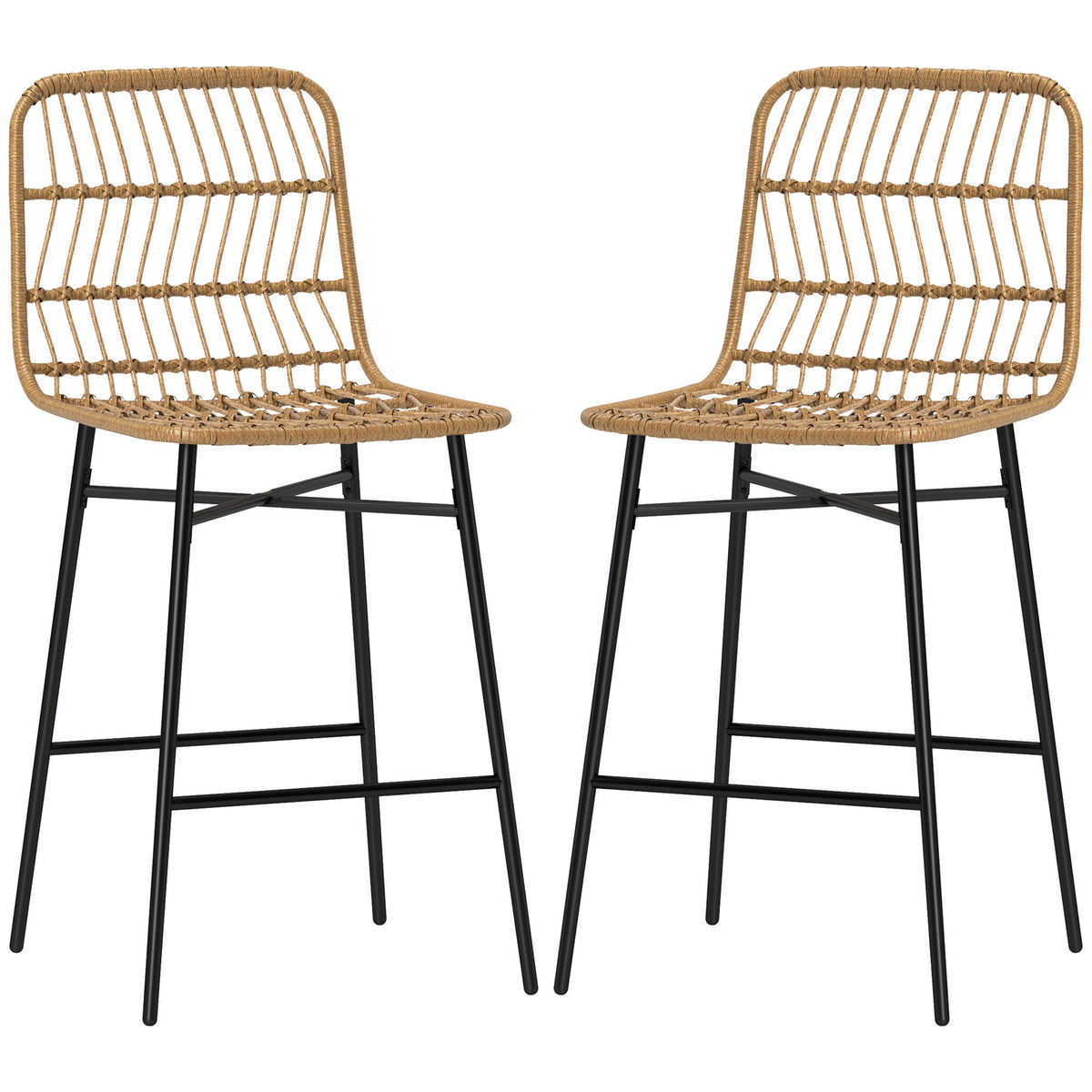 Rattan Counter Height Bar Stools Set of 2