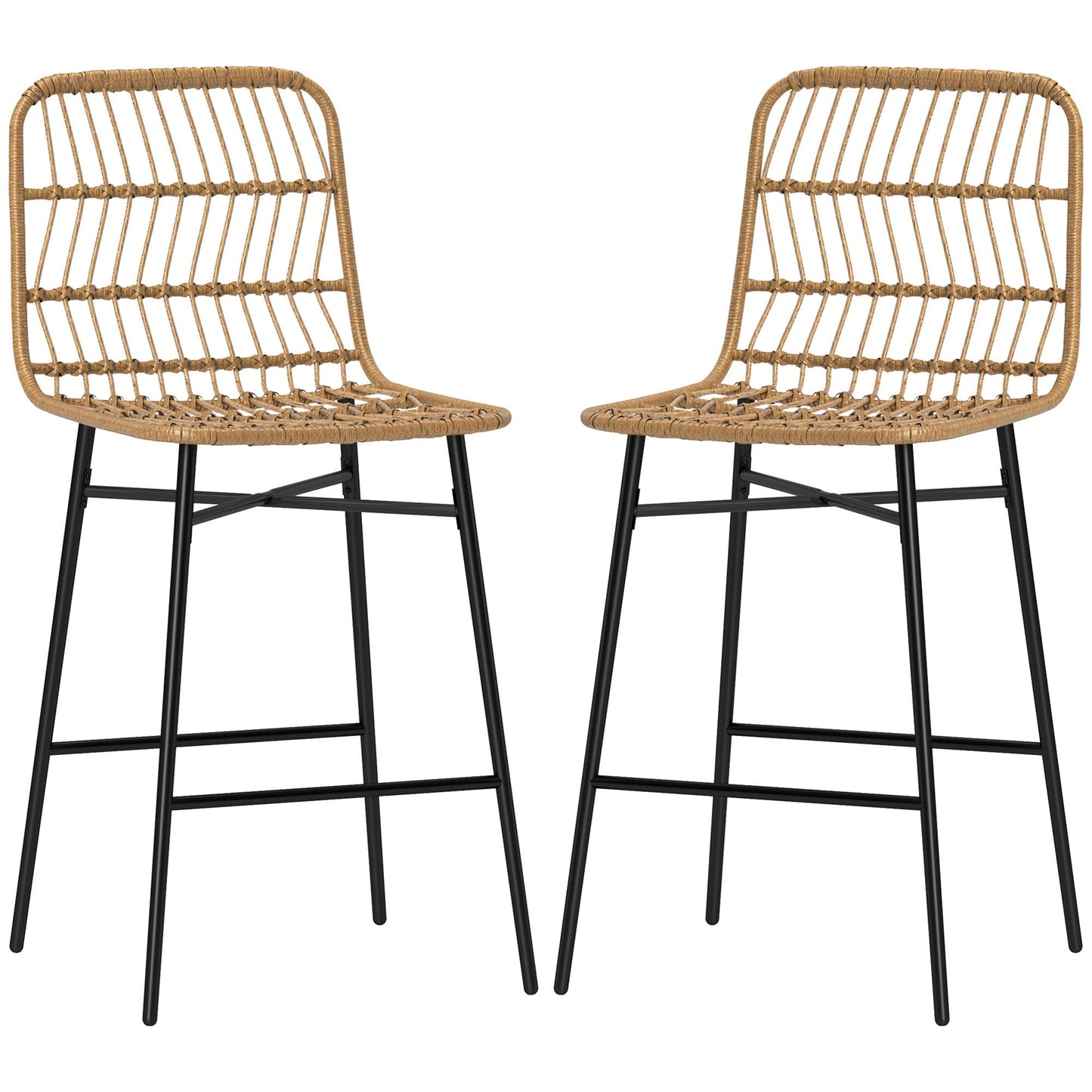Rattan Counter Height Bar Stools Set of 2