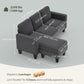 Sectional Sofa, L Shaped Couch, with Changeable Chaise or Ottoman, Dark Grey
