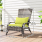 Patio Wicker Adirondack Chair, Outdoor PE Rattan Fire Pit Chair, Muskoka Chair w/ Soft Cushions, Tall Curved Backrest and Comfortable Armrests for Deck Garden, Green
