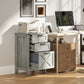 Vertical Filing Cabinet with 3 Drawers, Rustic Farmhouse Office Storage Cabinet for A4, Letter Size, Stone Grey