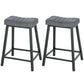 Velvet Bar Stools Set of 2 with Footrest - Grey