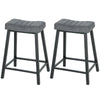 Velvet Bar Stools Set of 2 with Footrest - Grey