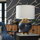 Adara - Metal Table Lamp - Blue / Gold Finish